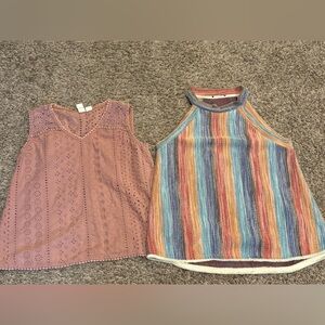 Bundle/ Colorful Striped and Mauve eyelet womens Tops
